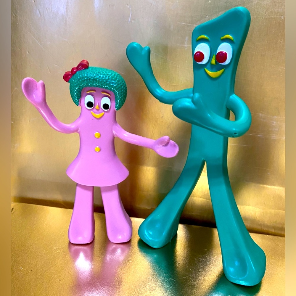 GUMBY & MINGA GUMBY’S SISTER VTG BENDABLE POSABLE ADVENTURES OF GUMBY TV SHOW